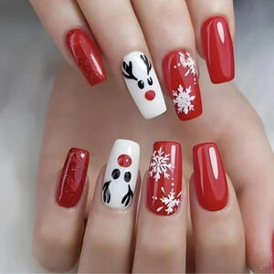 24 piece Christmas Reindeer Fake Nails